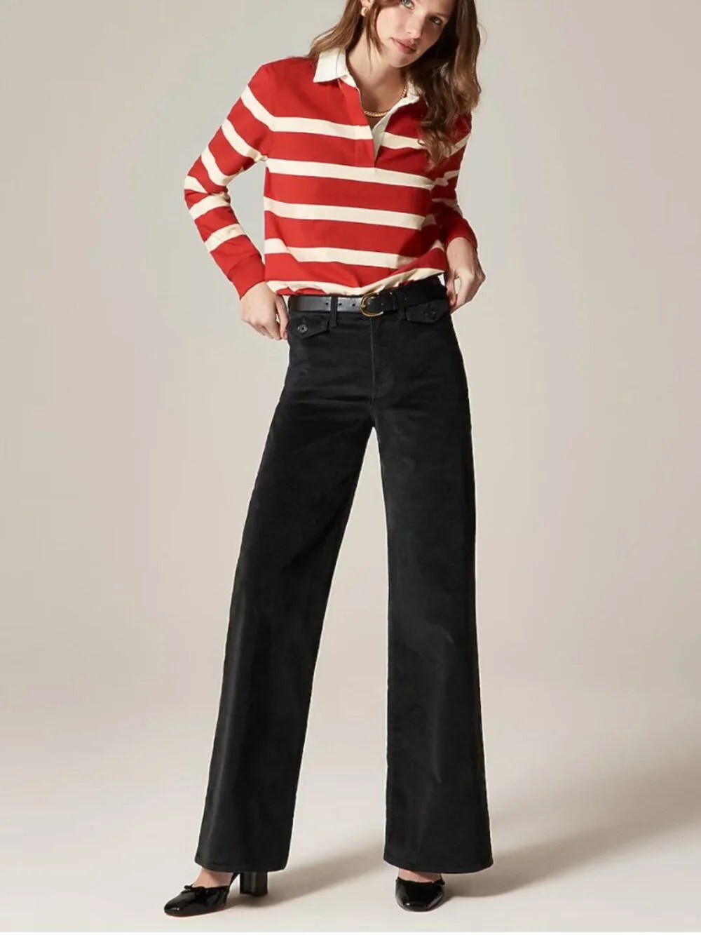 NWT J.Crew Wid-Leg Trouser in Black Washed Velvet 33/16 - Picture 2 of 6